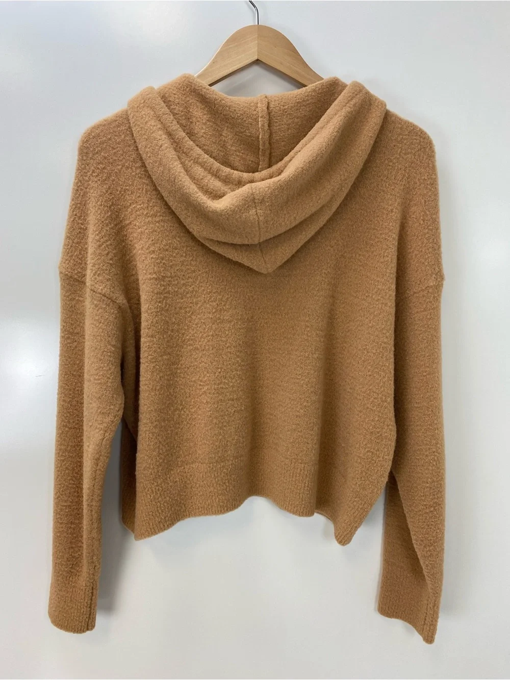 Express Women's Camel Knit Hooded Pullover